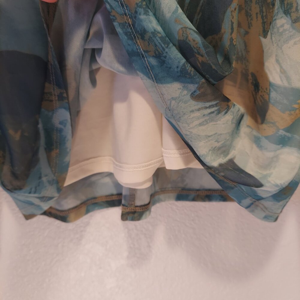 G by Giuliana Floral Blouse Blue Gold Size S - Picture 6 of 8